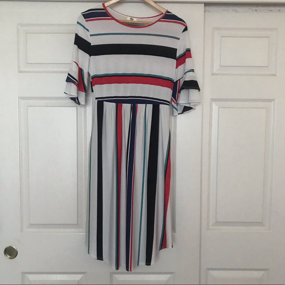 BRAND NEW Multi Colored Striped Midi Dress